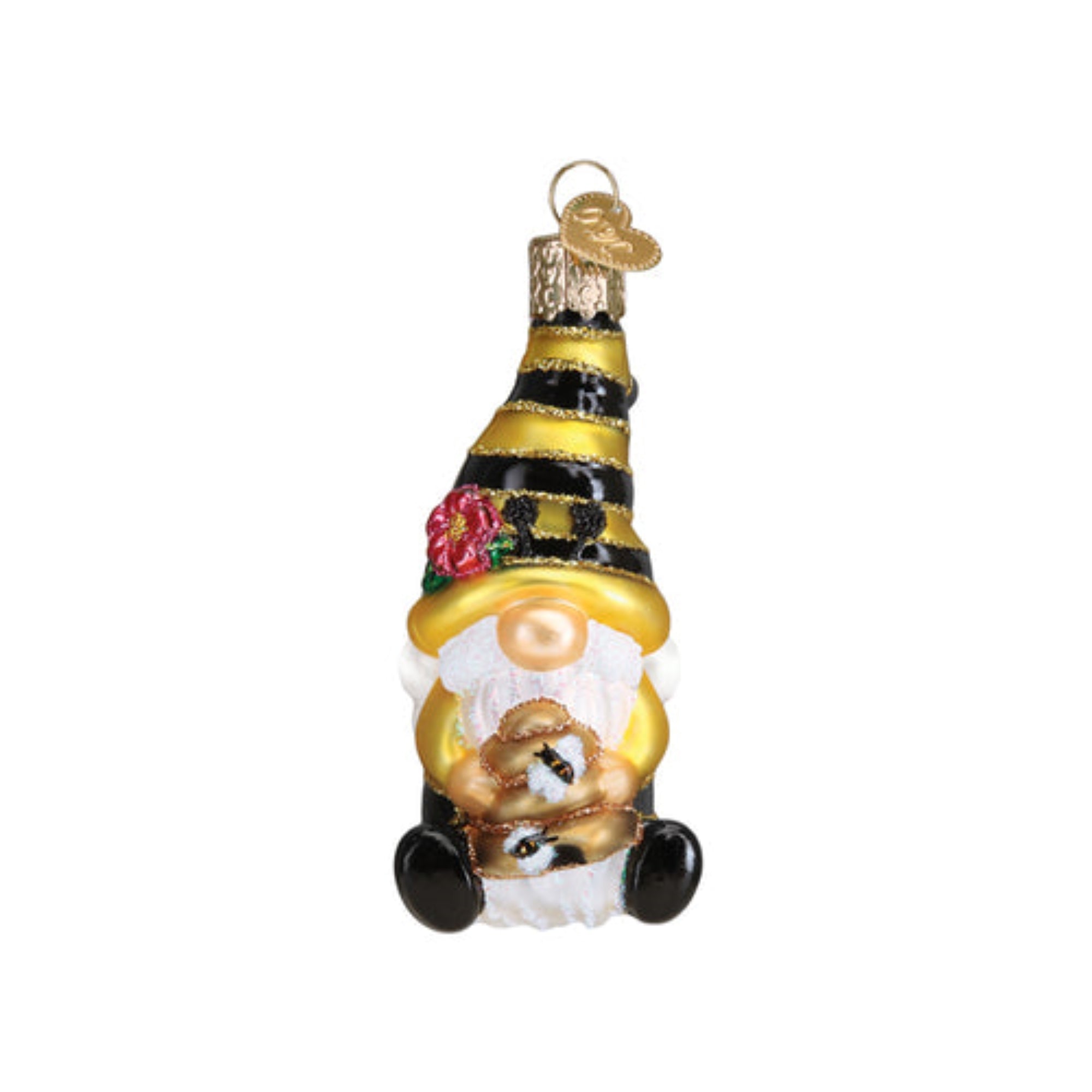 Old World Christmas Bee Happy Gnome Blown Glass Holiday Ornament For Tree