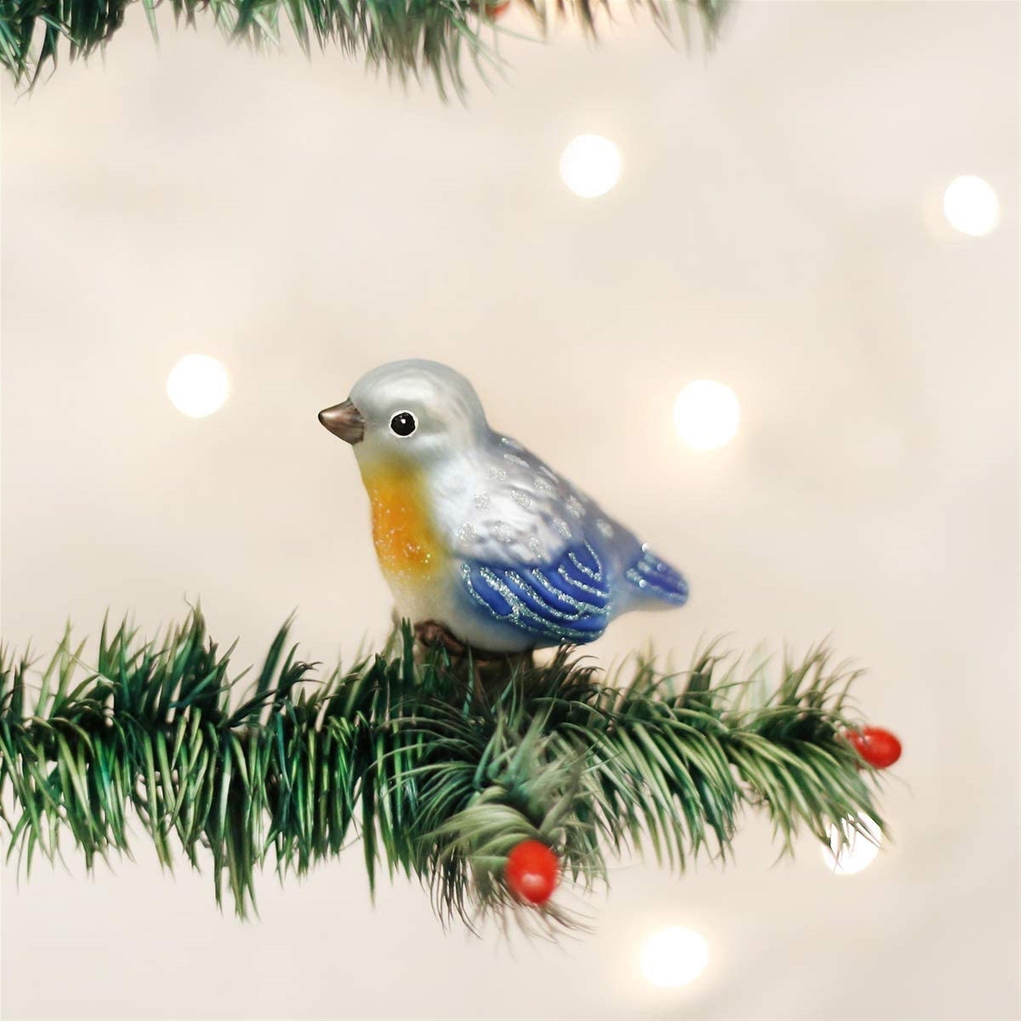 Old World Christmas Blown Glass Christmas Ornament, Baby Bluebird Clip-on Ornament