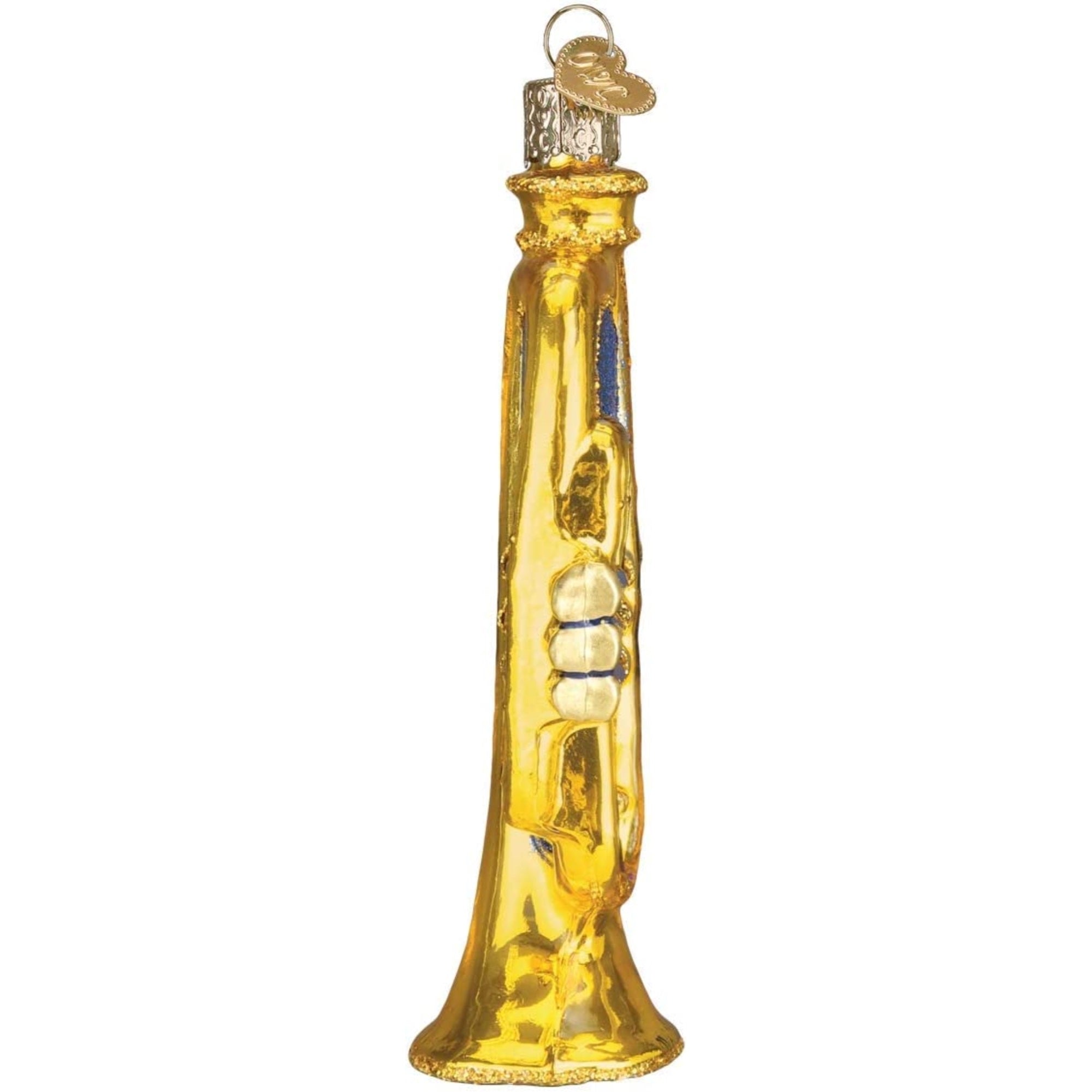 Old World Christmas Glass Blown Golden Trumpet, 4.75"