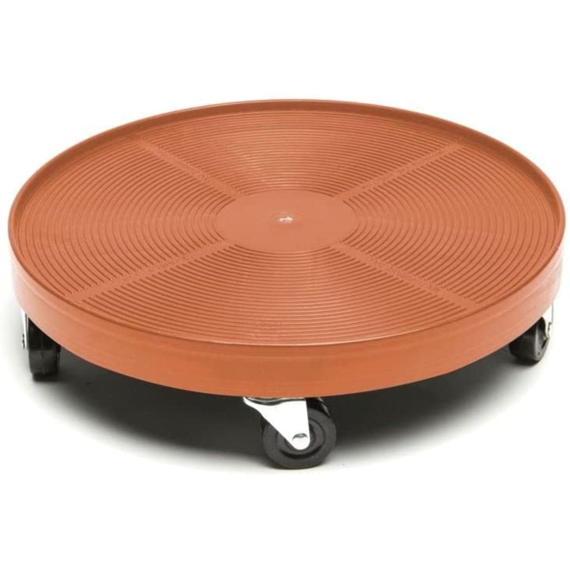 DeVault Durable Circular Plant Dolly Caddy with Wheels, Terra Cotta Color, 16"