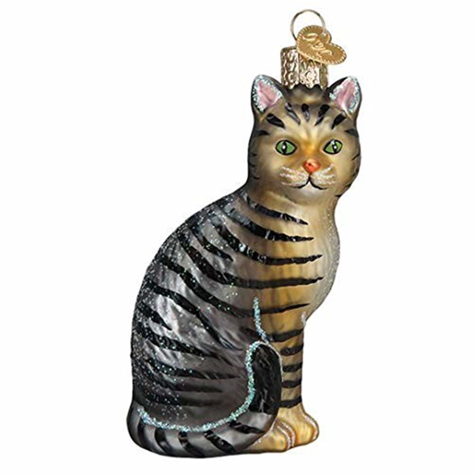 Old World Christmas Glass Blown Tabby Cat Ornament