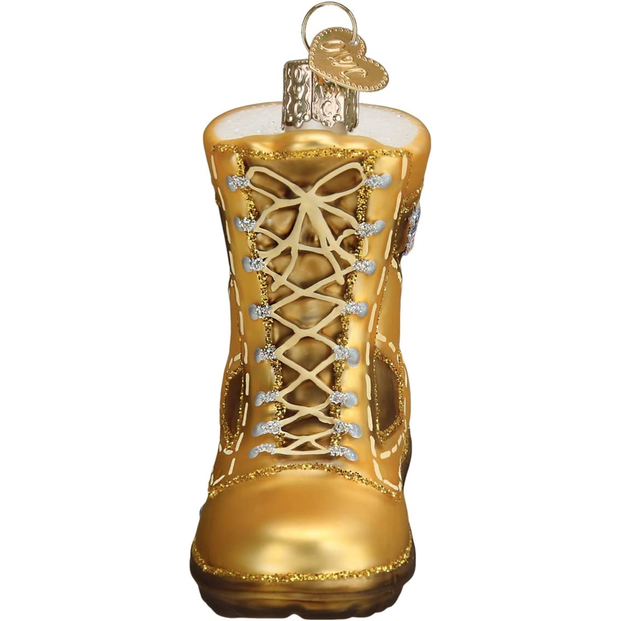 Old World Christmas Glass Blown Military Combat Boot, 3"