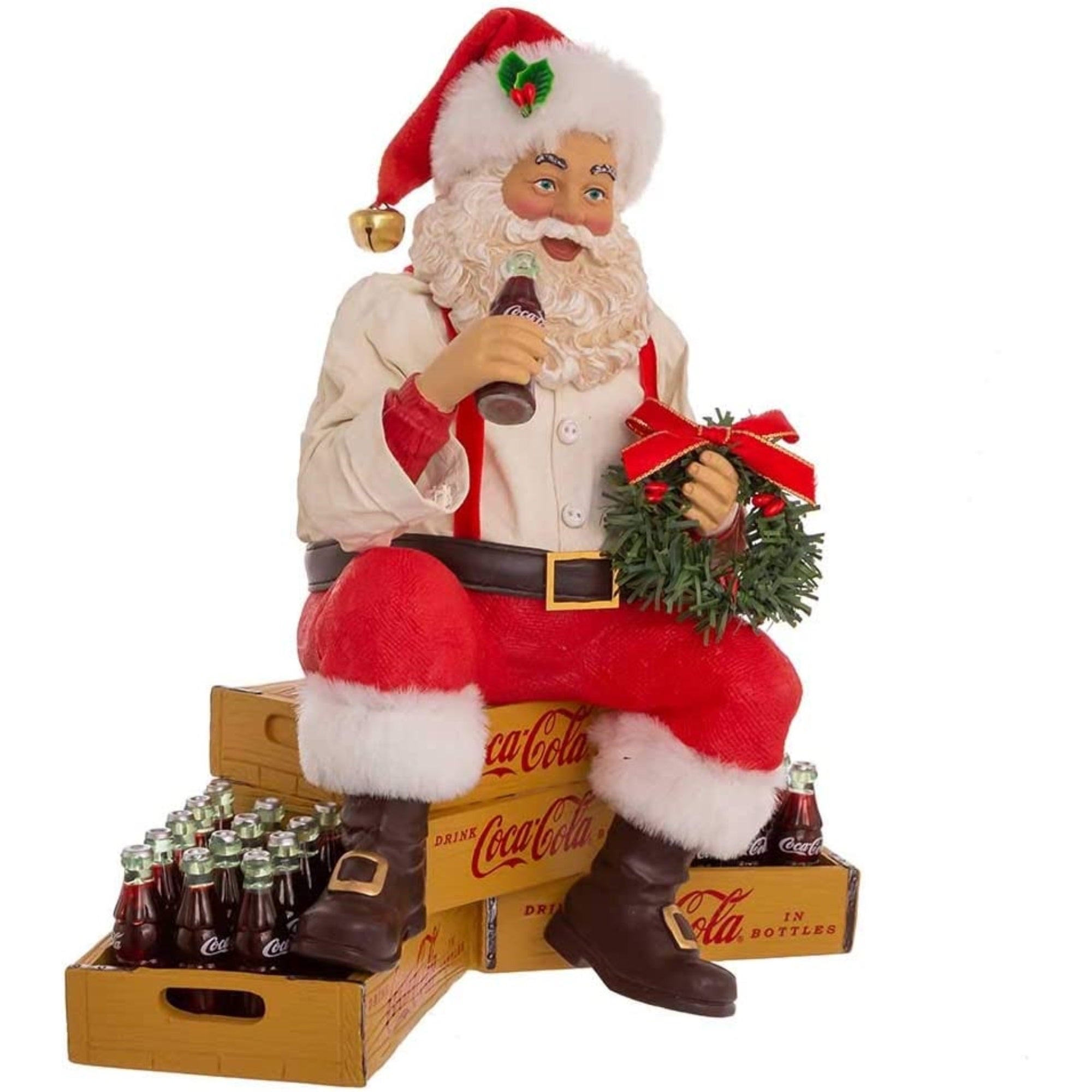 Kurt Adler Fabriché Collection, Coca-Cola Santa Sitting on Crates, 9"