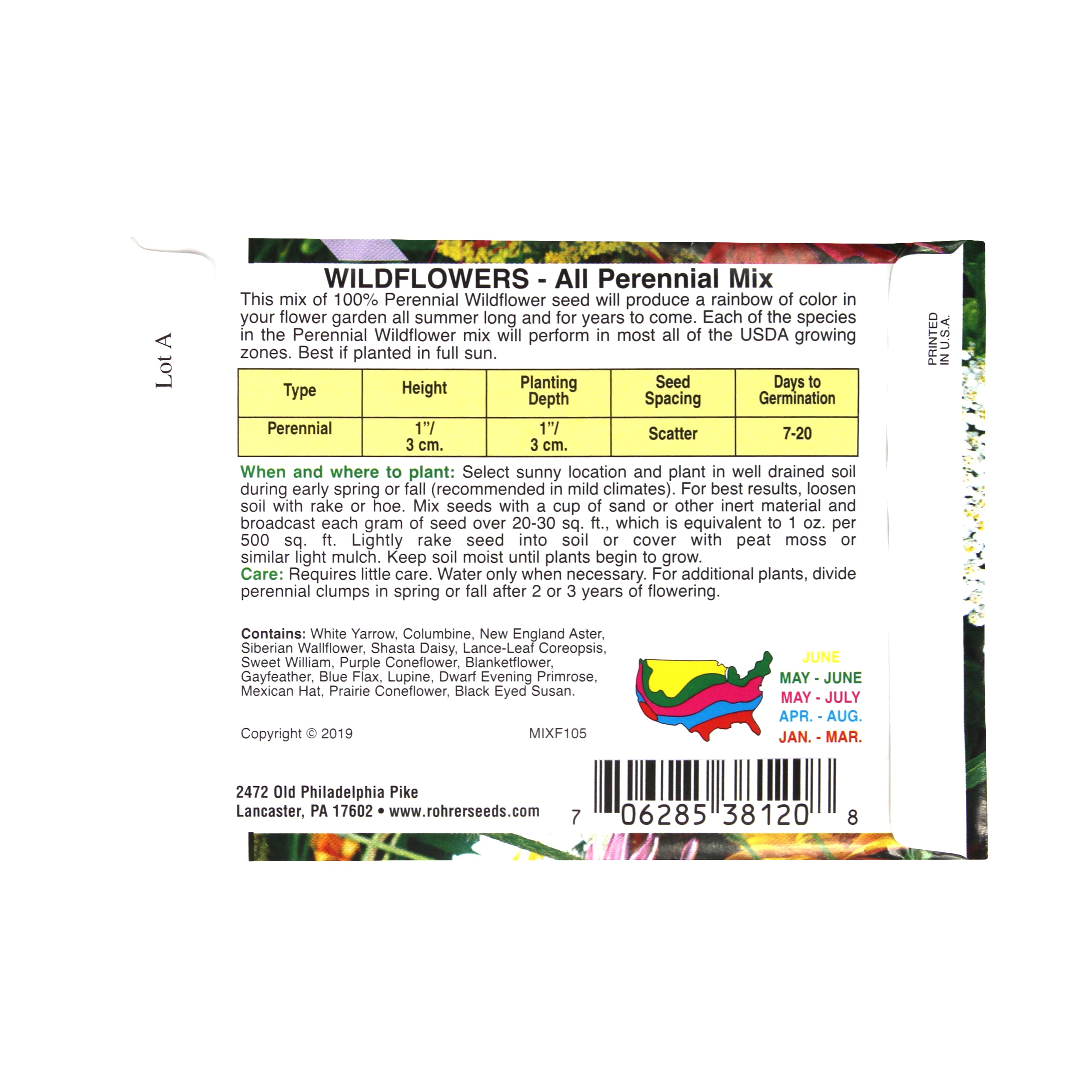 Rohrer Seeds All Perennial Wildflower Mix, 2gm (Approx 600 Seeds/Packet)