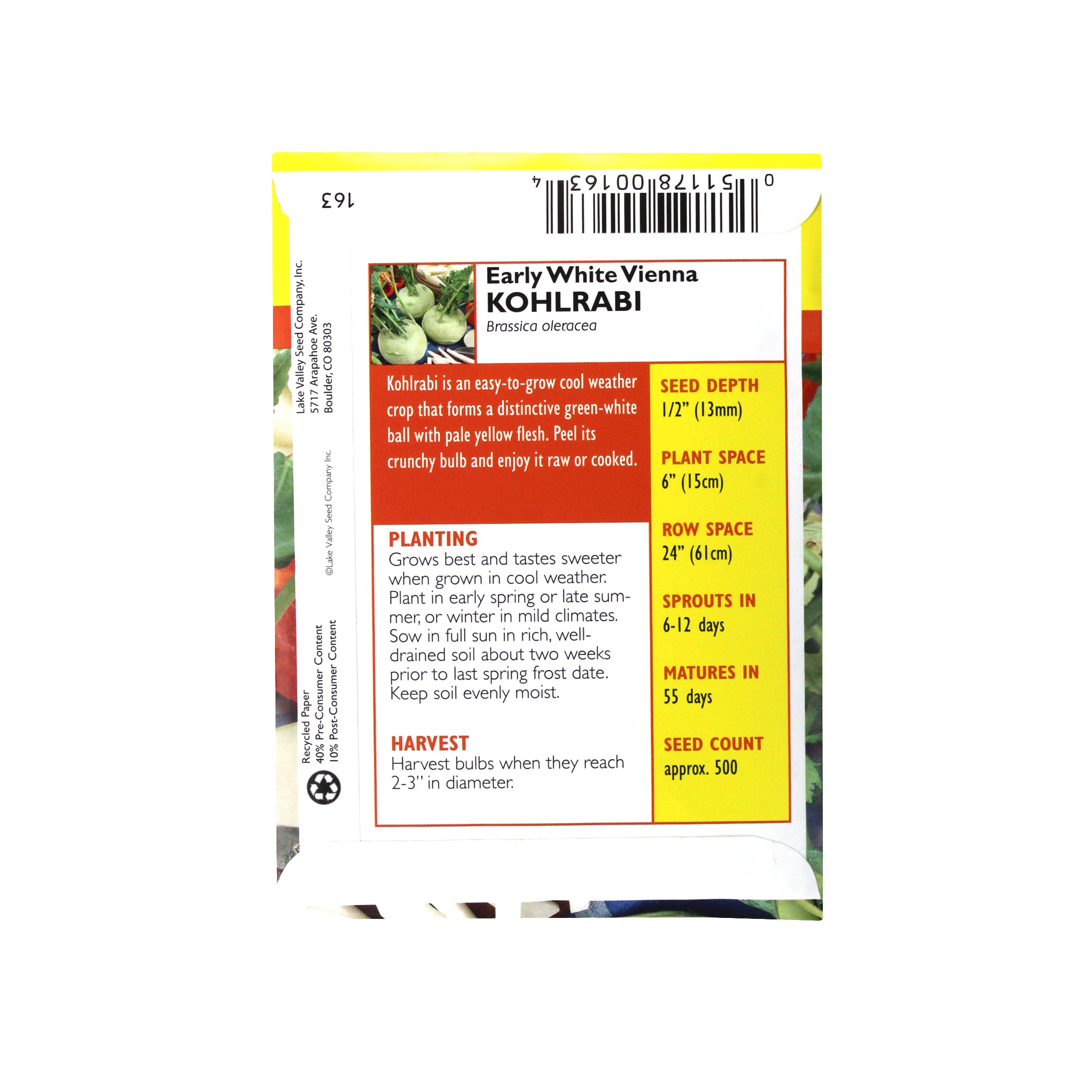 Lake Valley Seed Kohlrabi, Early White Vienna Heirloom, 2g