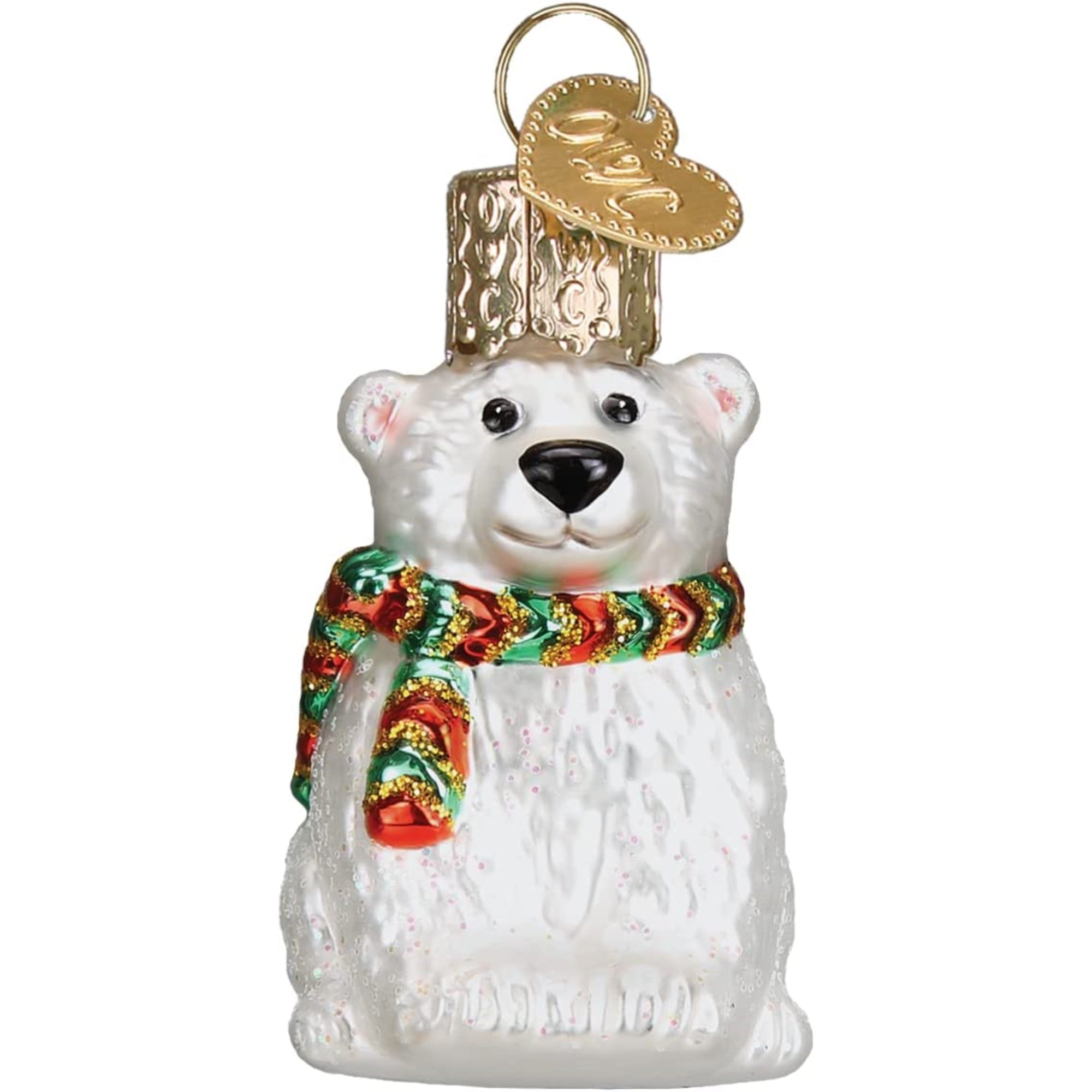 Old World Christmas Mini Glass Blown Polar Bear Ornament, 2"