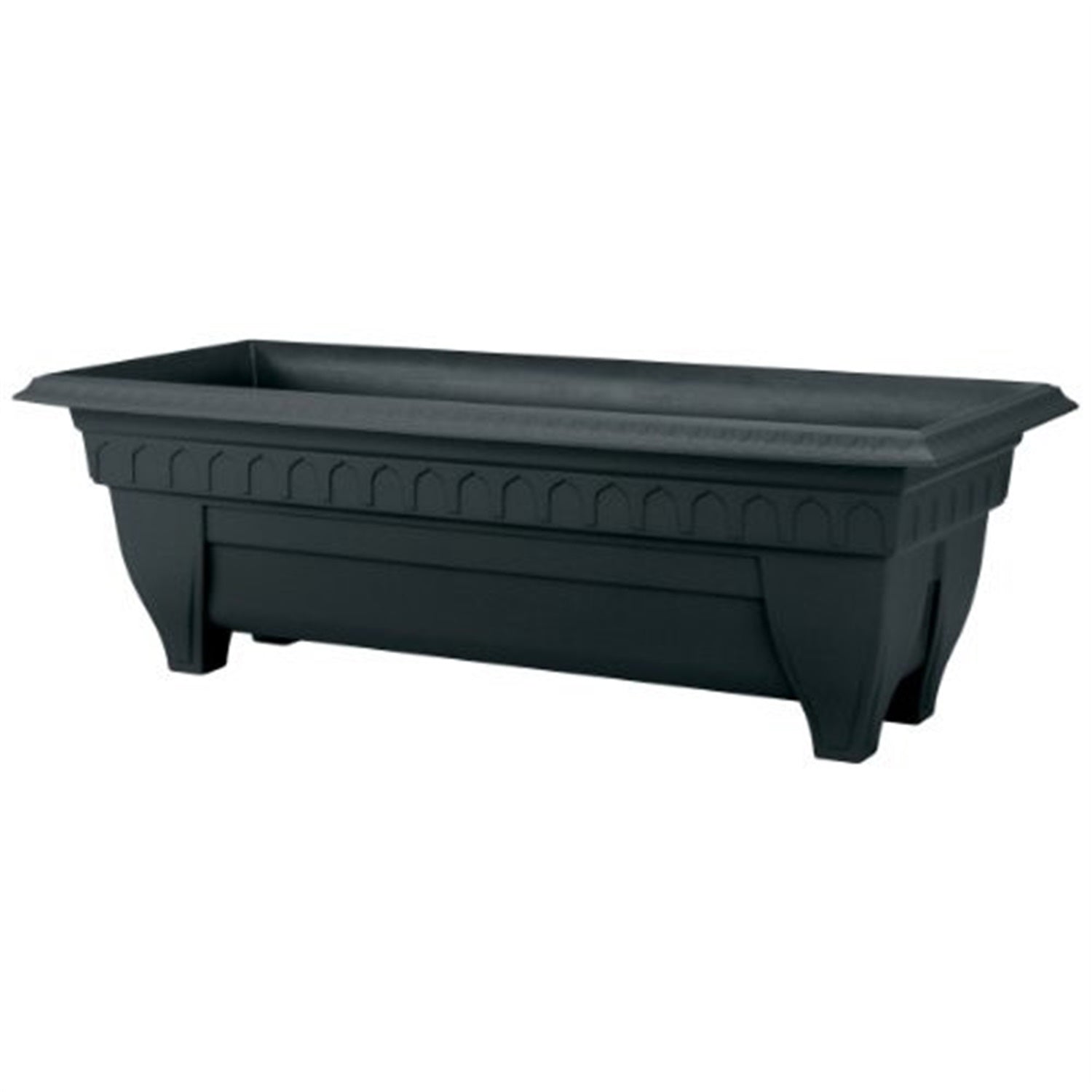 DCN Plastic Azura Rectangle Patio Planter, Black, 27"