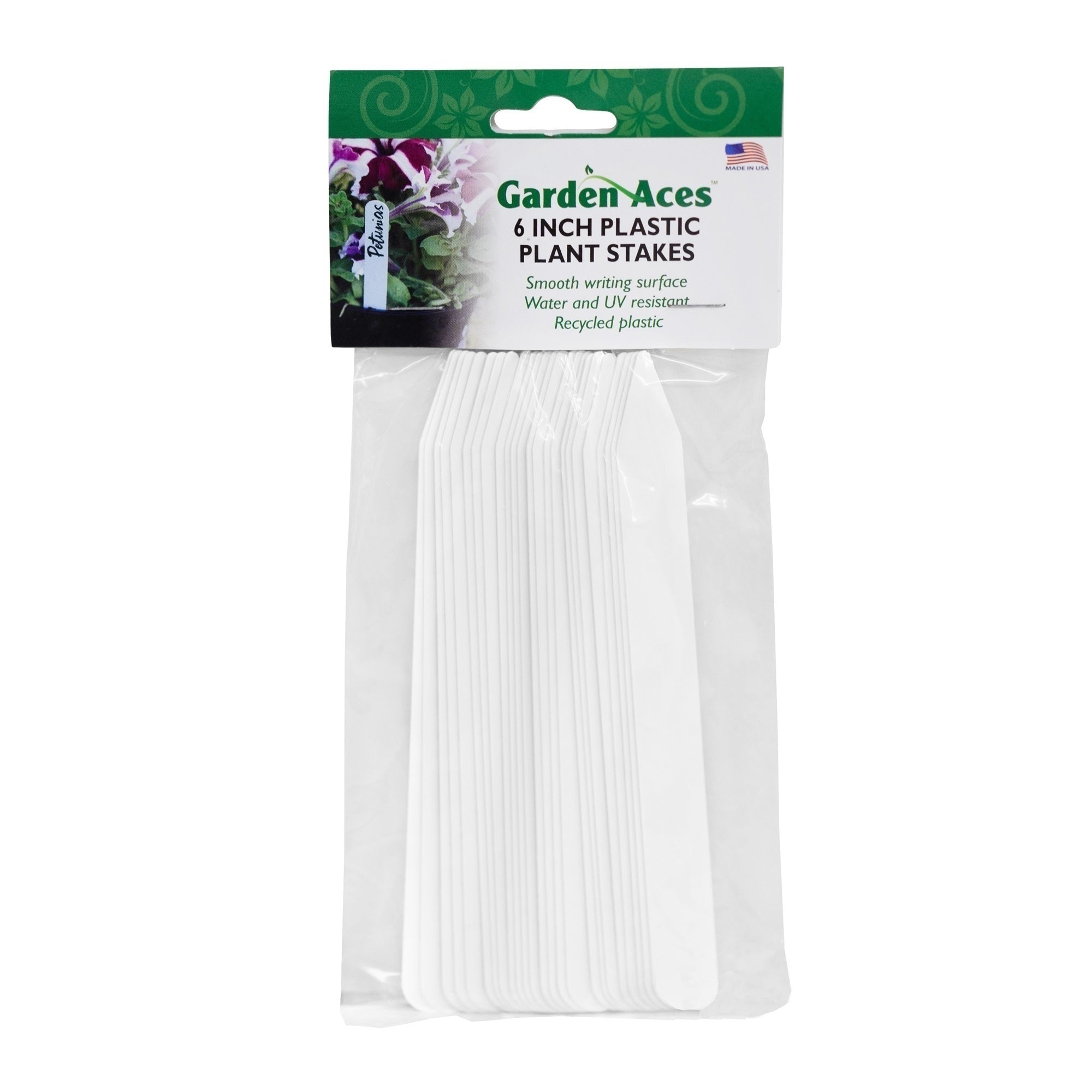 DP Industries Garden Aces Plastic Plant Stakes, White, 6" (Qty 24)