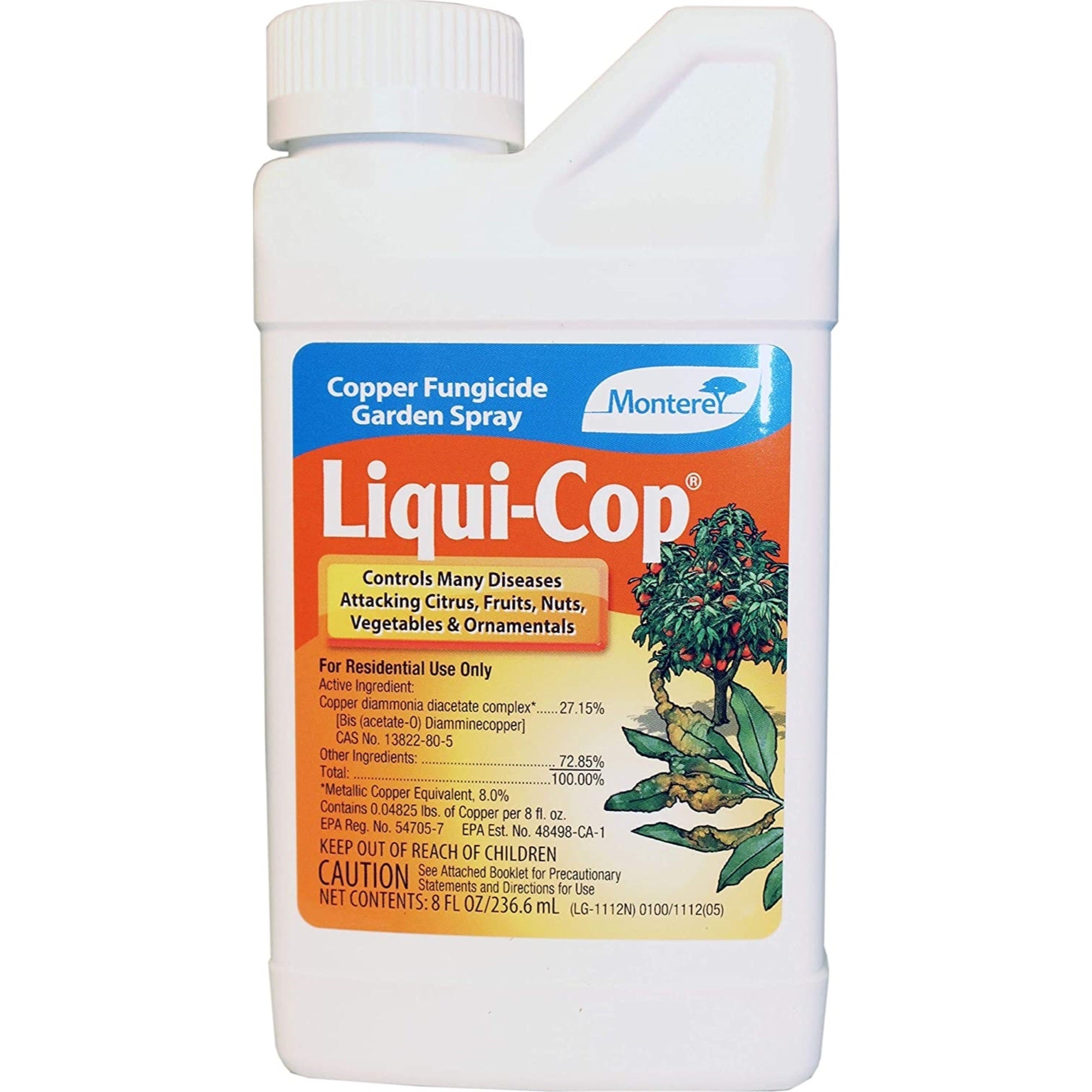 Monterey Liqui-Cop Copper Fungicide Spray for Gardens/Trees, 8 Ounce