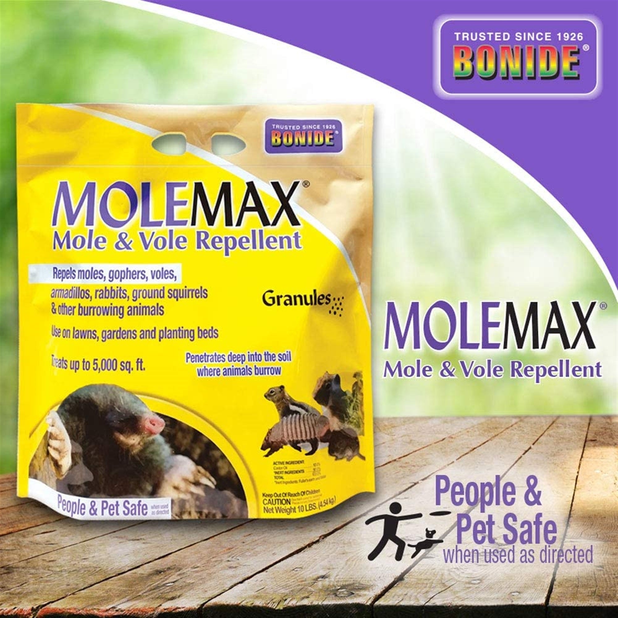 Bonide Mole Max and Vole Repellent Granules, 10-Pound