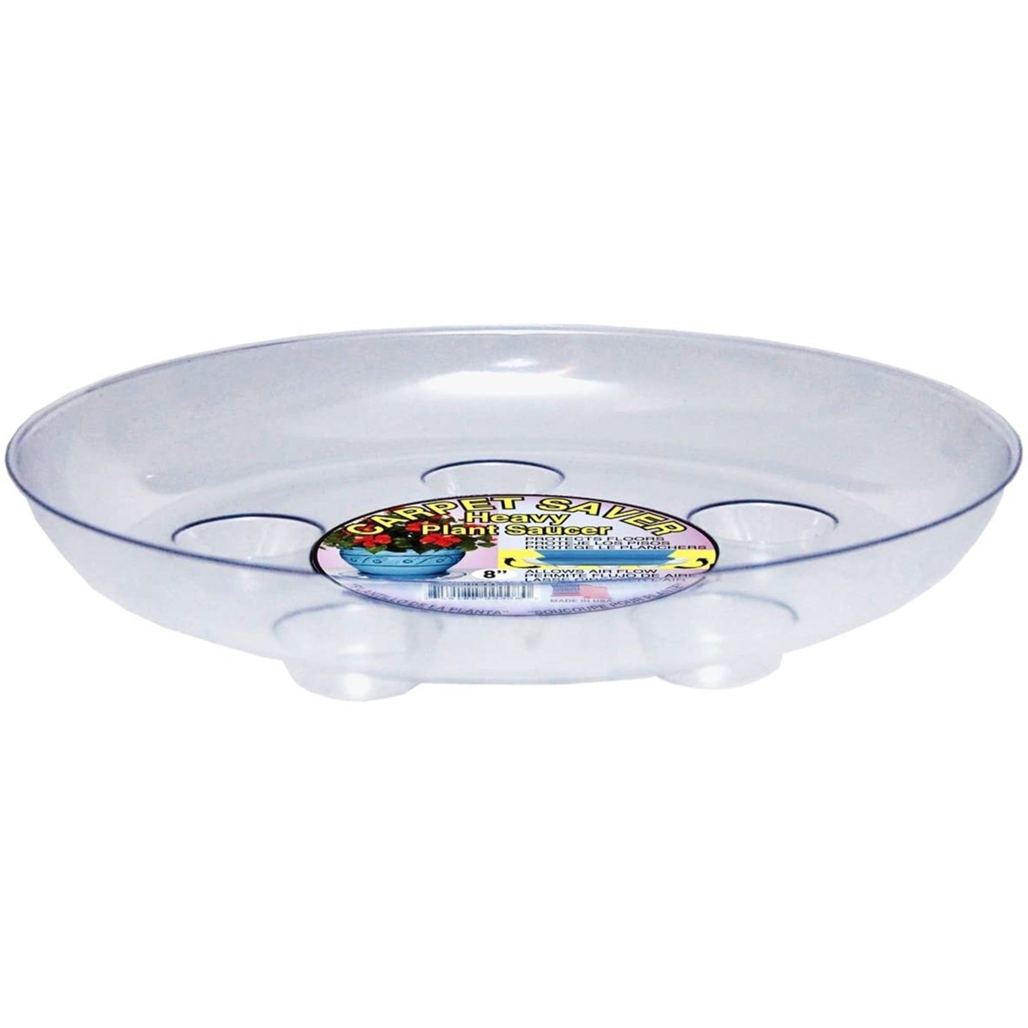 CWP Heavy Gauge Footed Carpet Saver Saucer, 8-Inch Diameter, Clear