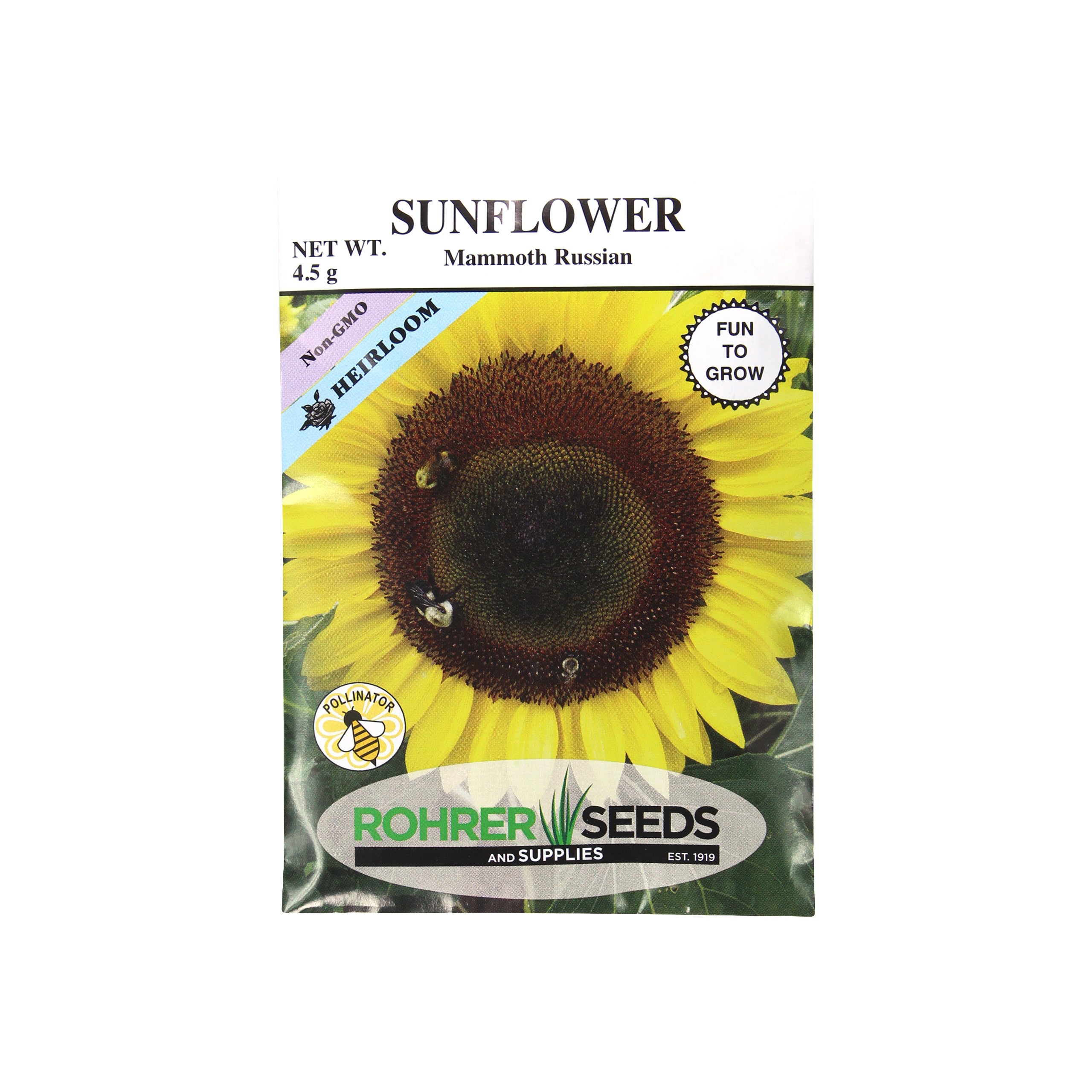 Rohrer Seeds Sunflower, Mammoth Russian, Approx 50 Seeds/Packet