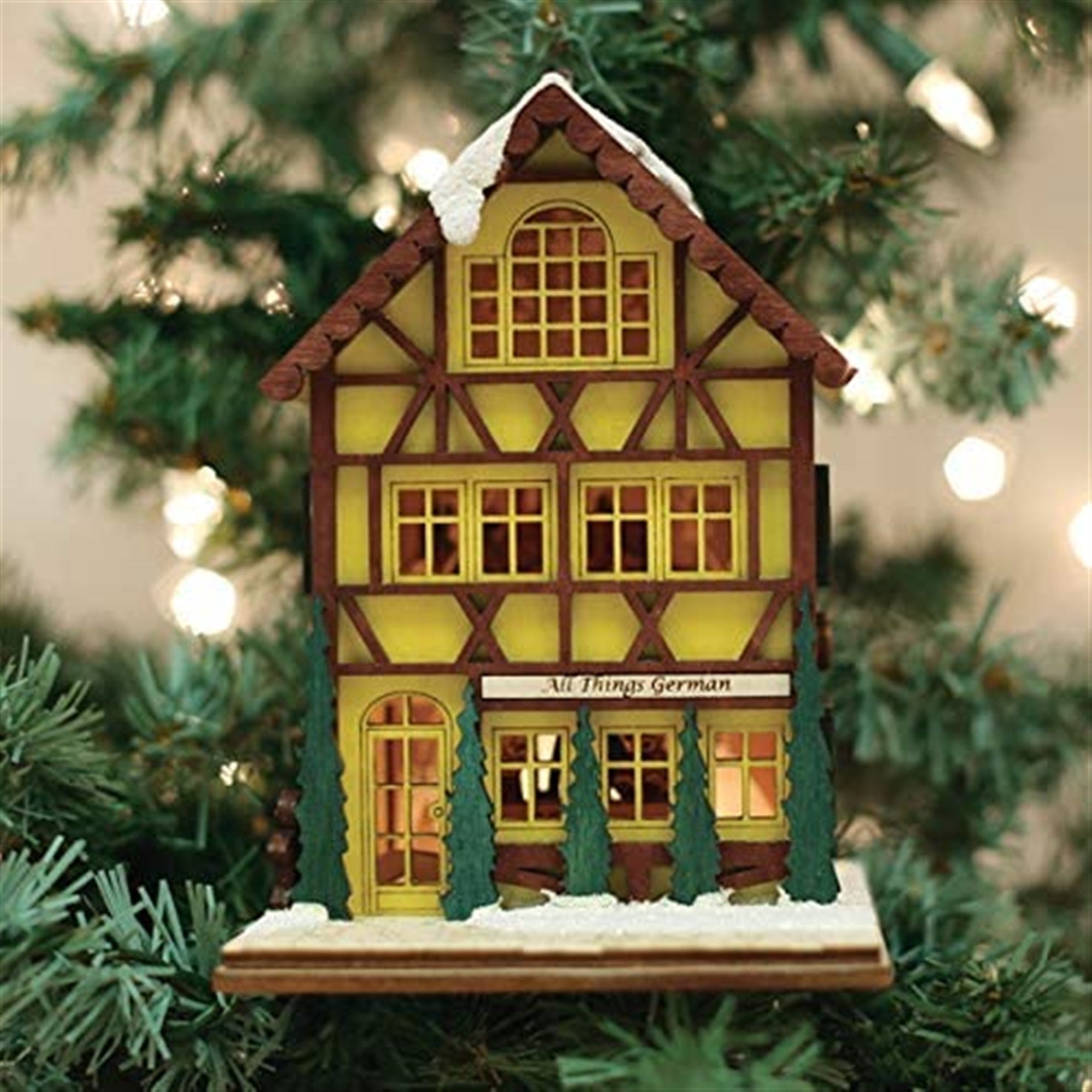 Old World Ginger Cottages Wooden Ornaments All Things German, 5.12"